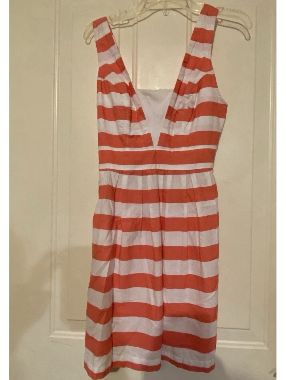 Jr. Sz:Md Red Camel Coral/white- Dress with Pockets